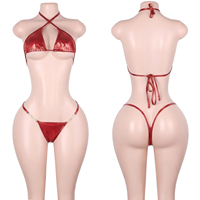 Ensemble de lingerie deux pièces métallique découpé avec logo personnalisé, string, pour la danse exotique, costumes de scène de boîte de nuit, vêtements de club