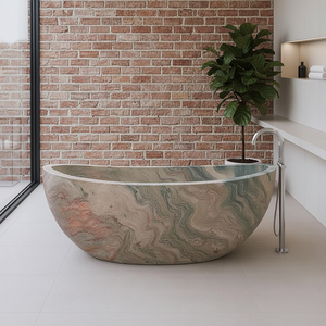 Bañera <span class=keywords><strong>de</strong></span> Mármol Natural Pulido <span class=keywords><strong>de</strong></span> Lujo Moderno, Tallada en un Solo Bloque <span class=keywords><strong>de</strong></span> Piedra, Ideal para Villas y Hoteles - Product Image 2