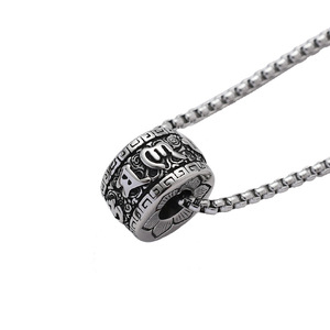 Bijoux bouddhistes en titane et en acier, pendentif en boule <span class=keywords><strong>de</strong></span> fortune <span class=keywords><strong>de</strong></span> 6 mots, Feng Shui, chaîne porte-bonheur pour hommes - Product Image 6