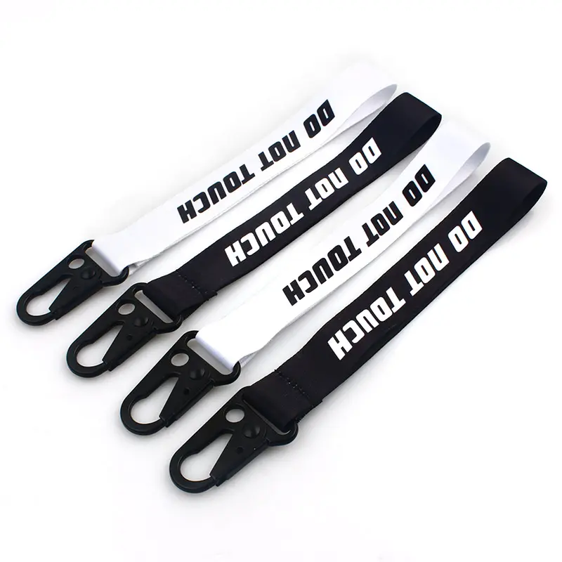 Custom sublimation printed short wrist lanyard with eagle mouth buckle