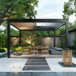 <span class=keywords><strong>Pergola</strong></span> préfabriquée en aluminium avec toit à lames orientables, protection solaire, éclairage LED ou <span class=keywords><strong>rideaux</strong></span> - Product Image 5