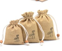 Pochette à bijoux en chanvre faite à la main personnalisée sac de jute en gros