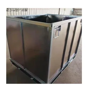 Individuelle vollständig faltbare platzsparende stapelbox mit sicherem metallumsatz stahlpalettenbox für trockengarn