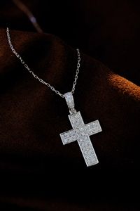 Xinfly 0.36ct Round Diamond Jesus <b>Cross</b> Pendant 18k White Gold Chain Diamond Necklace for Women - Product Image 3