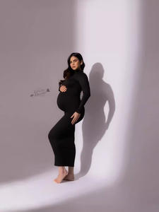 King Mcgreen Star Robe ajustée à col haut pour femmes enceintes Robe quotidienne pour femmes enceintes extensible à manches longues - Product Image 5