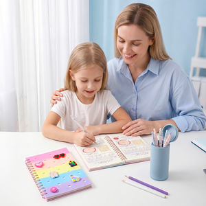 <b>A5</b> Spiral Notebook Replaceable Inner Pages 80 Sheets Silicone Cover Cartoon Button DIY Loose-Leaf Notebook Journal - Product Image 6