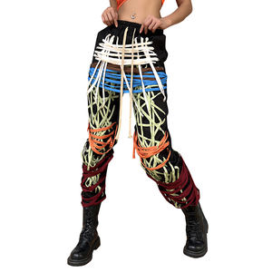 <strong>Harem</strong> <strong>Pant</strong> Patchwork Drawstring Hit Color High Waist <strong>Pants</strong> for Women - Product Image 2