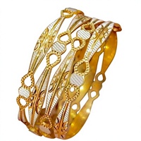 Juego de 4 Brazaletes Elegantes de Latón Chapado en Oro con Moissanita, Estilo Italiano, para Mujer, Ideales para Bodas