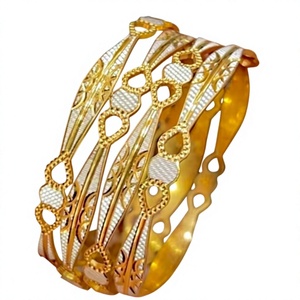 Classy Premium Quality Brass <b>Gold</b> Plated Micro Italian Polish Fashion Charm <b>Bangles</b> 4-Pair <b>Set</b> for Women For Wedding Wear - Product Image 2