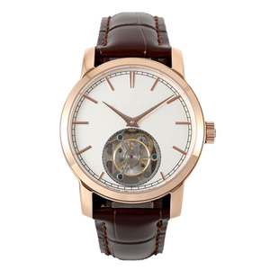 นาฬิกาข้อมือผู้ชาย ระบบออโตเมติก ตัวเรือนสแตนเลสสตีลสีโรสโกลด์ ดีไซน์คลาสสิกระดับไฮเอนด์ หน้าปัดแบบสเกเลตัน พร้อมกลไกตูร์บิญอง เหมาะสำหรับธุรกิจและการใช้งานทั่วไป - Product Image 1