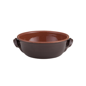 Vulcania Braising <b>Pan</b> Two Handles Brown Bicolor Terracotta 18 x 6.4 h cm Catering Equipment Restaurant Supplies Wholesale - Product Image 1