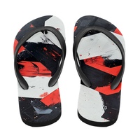 Sandal Jepit Custom Grosir Merah Hitam Putih Motif Grafiti Sol EVA Lembut Desain Personal Sandal Pantai Mandi