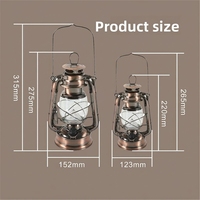 Lanterne de camping rétro à LED rechargeable au kérosène, étanche, avec interrupteur rotatif - Lumière extérieure portable