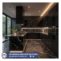 Meubles de cuisine modernes en acier inoxydable pour projets russes : armoires et placards sur mesure pour appartements, villas et hôtels
