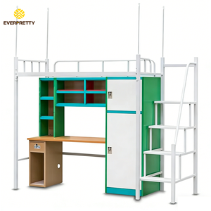 Lit superposé moderne pour dortoir universitaire et auberge scolaire, avec bureau et armoire intégrés - Product Image 2