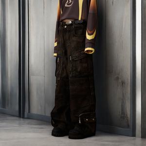 Pantalons en denim lourd sur mesure, jeans vintage, surdimensionnés, style Y2k, streetwear, pantalons en denim délavés pour hommes - Product Image 4