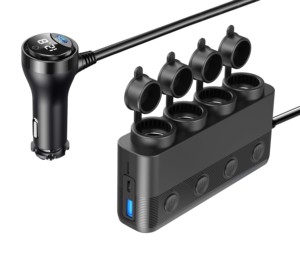 Xe Thuốc lá nhẹ hơn ổ cắm 12-24 Volt 4 cổng <span class=keywords><strong>USB</strong></span> điện thoại di động <span class=keywords><strong>Adapter</strong></span> sạc dây đồng dày - Product Image 4