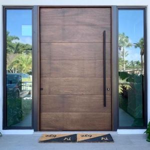 Portes pivotantes en bois de haute qualité Isolation phonique en bois Portes d'entrée Porte extérieure en bois pour la maison - Product Image 2