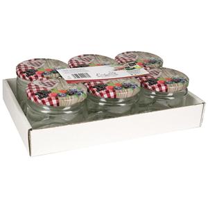 Juego de 6 tarros de vidrio independientes con tapas con diseño de bayas para uso en la cocina - Product Image 1
