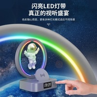 Speaker Bluetooth Levitasi Magnetik Lampu Malam Astronot Jam Alarm Ornamen Mini Kreatif Rumah Subwoofer Portabel Luar Ruangan