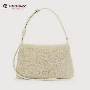 2023/23AW Trendy # PA0233-B Kulit Domba Shearling Bulu Domba Tas Clutch Wanita Kustom Kecil Wol Berbulu Tas Tangan Wanita