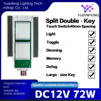 Interrupteur tactile double à touches séparées avec espacement de 40 mm, idéal pour miroirs de salle de bain et miroirs de vitrine