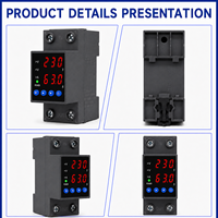 Protecteur de surtension et de sous-tension réglable sur rail DIN 220V AC monophasé 40A 63A, dispositif de protection, relais de protection contre les surintensités