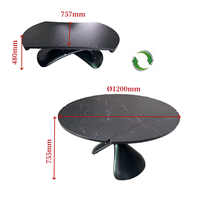 Table ronde moderne en céramique/verre et bois, réglable en hauteur et extensible, pour le café ou la salle à manger – Mobilier élégant pour la maison