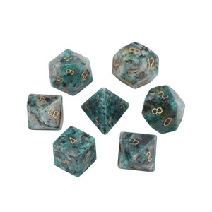 Juego de <span class=keywords><strong>dados</strong></span> de piedras preciosas turquesas africanas de lujo, juego de <span class=keywords><strong>dados</strong></span> de piedra Natural poliédrica para colección - Product Image 1