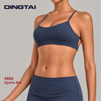 Soutien-gorge de sport croisé Dingtai pour femme, dos ouvert, coussinets amovibles, ourlet élastique, faible impact, couleur unie, cyclisme