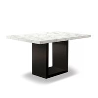 Barato Vintage esquina cuadrada de lujo moderno italiano mármol madera mesa de comedor conjunto 8 plazas
