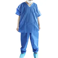 ชุดเสื้อสครับสีน้ำเงินเนวี่บลูสำหรับงานพยาบาล,ชุดยูนิฟอร์มครับทางการแพทย์มีสไตล์สี