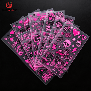 EBB Black Pink Trend Cartoon UV Cup Wrap 16oz Tumbler Cold Transfer Decal PET <b>Waterproof</b> Cup <b>Sticker</b> For Glass Can DIY - Product Image 1