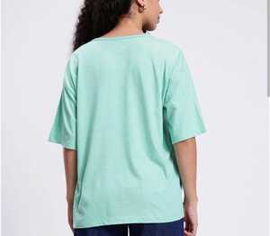 T-shirts amples d'été en coton bleu ciel de luxe 200g à manches courtes pour femmes, modèle basique personnalisé STELLAR - Product Image 4