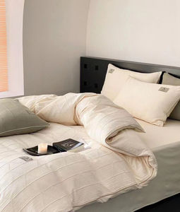 Set di biancheria da letto in cotone lavato jacquard di lusso set copripiumino solido personalizzato - Product Image 3