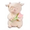 HY198 Kawaii mouton blanc Lam tenir tulipe fleur peluche poupée doux peluche agneau avec tulipe peluche jouet mignon cadeau pour enfant anniversaire