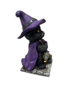 Figurine en résine <span class=keywords><strong>de</strong></span> haute qualité chat sorcière tenant un balai chaton noir pour la décoration <span class=keywords><strong>de</strong></span> la maison d'Halloween - Product Image 2