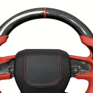 Volant de direction en fibre de carbone véritable à fond plat pour Land Rover Range Rover Discovery Sport, amélioration et personnalisation en alcantara <span class=keywords><strong>rouge</strong></span> - Product Image 5