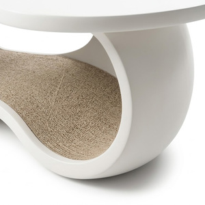 Modern Curved Coffee Table <b>Cat</b> Cave 2-in-1 Design <b>Cat</b> Tunnel <b>Bed</b> Stylish Living Room Decor Pet House - Product Image 6