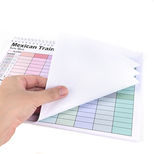 Carnets de scores personnalisés imprimés pour Mexican Train (50 feuilles), feuilles de scores colorées pour Dominoes Chicken Foot avec reliure spirale - Product Image 4