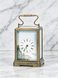 Reloj <span class=keywords><strong>de</strong></span> Carruaje Grande Estilo Boite con Caja <span class=keywords><strong>de</strong></span> Latón, Esfera <span class=keywords><strong>de</strong></span> Porcelana Esmaltada con <span class=keywords><strong>Pintura</strong></span> Artística y Escapamento Visible - Product Image 5