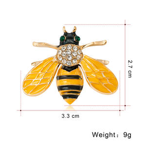 Broches en émail jaune en forme d'abeille, broches en diamant avec effet de goutte d'huile, broche mignonne en forme d'insecte abeille, corsage pour vêtements - Product Image 2