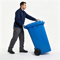 Poubelle extérieure Preface 360L en plastique HDPE avec couvercle, quatre roues, bac à déchets mobile pour centre commercial, parking