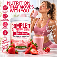Poudre de protéines multi-collagène prébiotiques et vitamines OEM OBM ODM pour smoothies beauté et nutrition féminine à la fraise