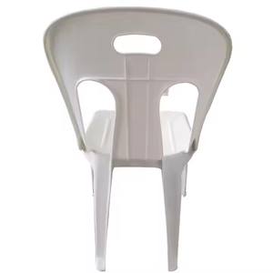 เก้าอี้รับประทานอาหารพลาสติกสีขาวที่พักแขนแบบวางซ้อนกันได้น้ำหนักเบาพนักพิงเก้าอี้พลาสติก PP สำหรับพักผ่อนกลางแจ้ง - Product Image 4