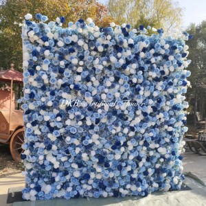 Nouveau 5D Rose Fleurs Panneau Mural Toile de Fond Soie Artificielle Bleu Rose Mur 8ft x 8ft pour la Fête de Mariage - Product Image 4