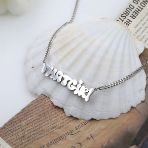 Stainless Steel <b>Name</b> Necklace 18k Gold Plated English Letter Clavicle <b>Chain</b> Pendant Titanium Steel <b>Chain</b> for Women - Product Image 4