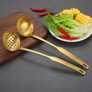 304 Stainless Steel Soup Ladle Set Gold And Silver Strainer Spoon For Hot Pot Kitchen Use - Product Image 3