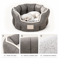 Coussin rond pour animaux de compagnie, nid douillet pour chat et chien, coussin en peluche doux, lavable, lit de couchage pour petits animaux