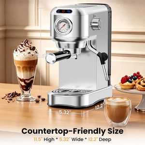 Machine à café expresso semi-automatique intelligente programmable 1,4 L avec mousseur à lait et système d'eau chaude, vente directe usine - Product Image 3
